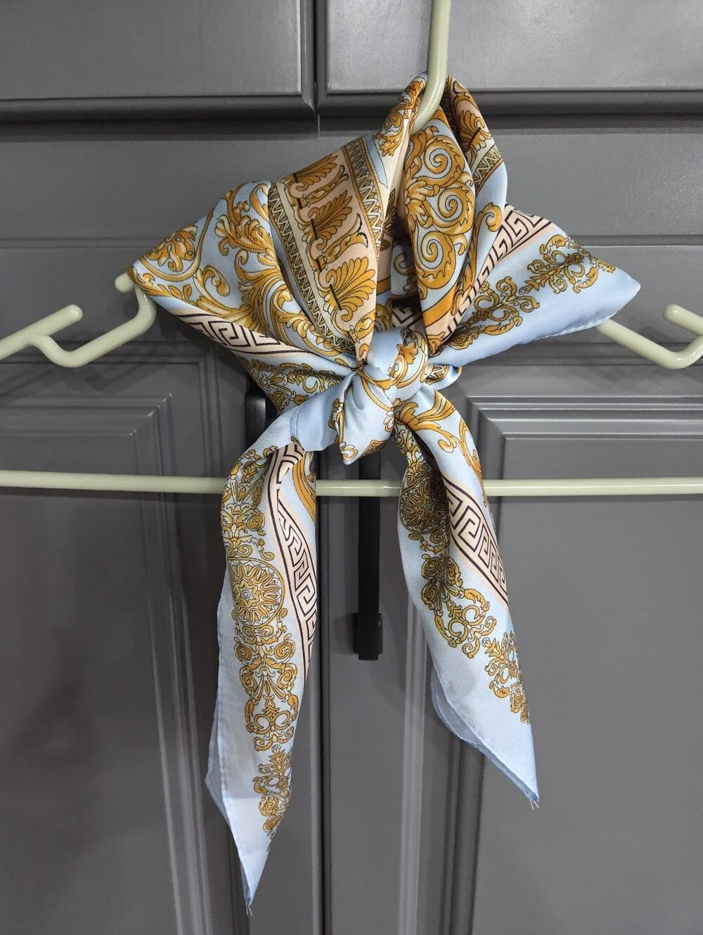 Beautiful Blue Tan Scarf NWOT POLY